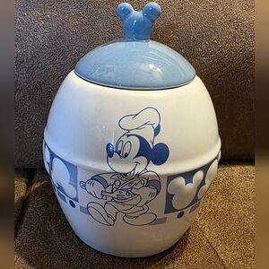 RARE Disney Parks Chef Mickey Hard With Lid Blue And White